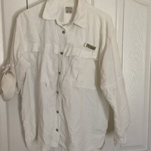 Columbia PFG White Long Sleeve Shirt, vented in front and back